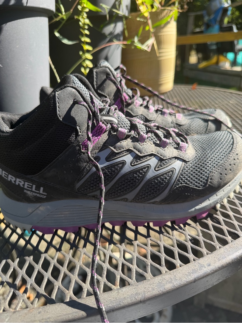 Merrell Women's Black Trail Sneakers with Purple Accents